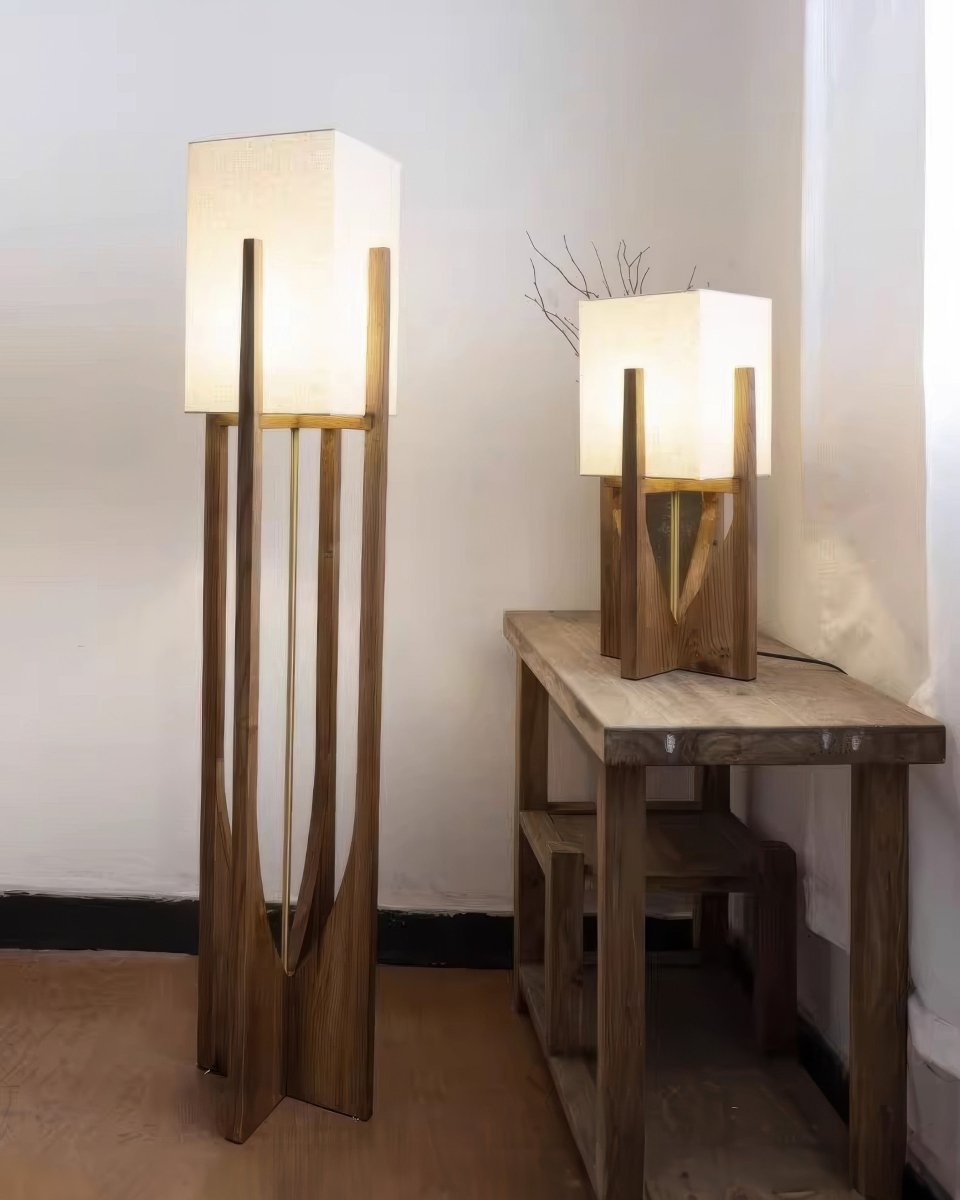 Walnoot Houten Staande Lamp - Japanse Minimalistische Vloerlamp voor Sfeerverlichting