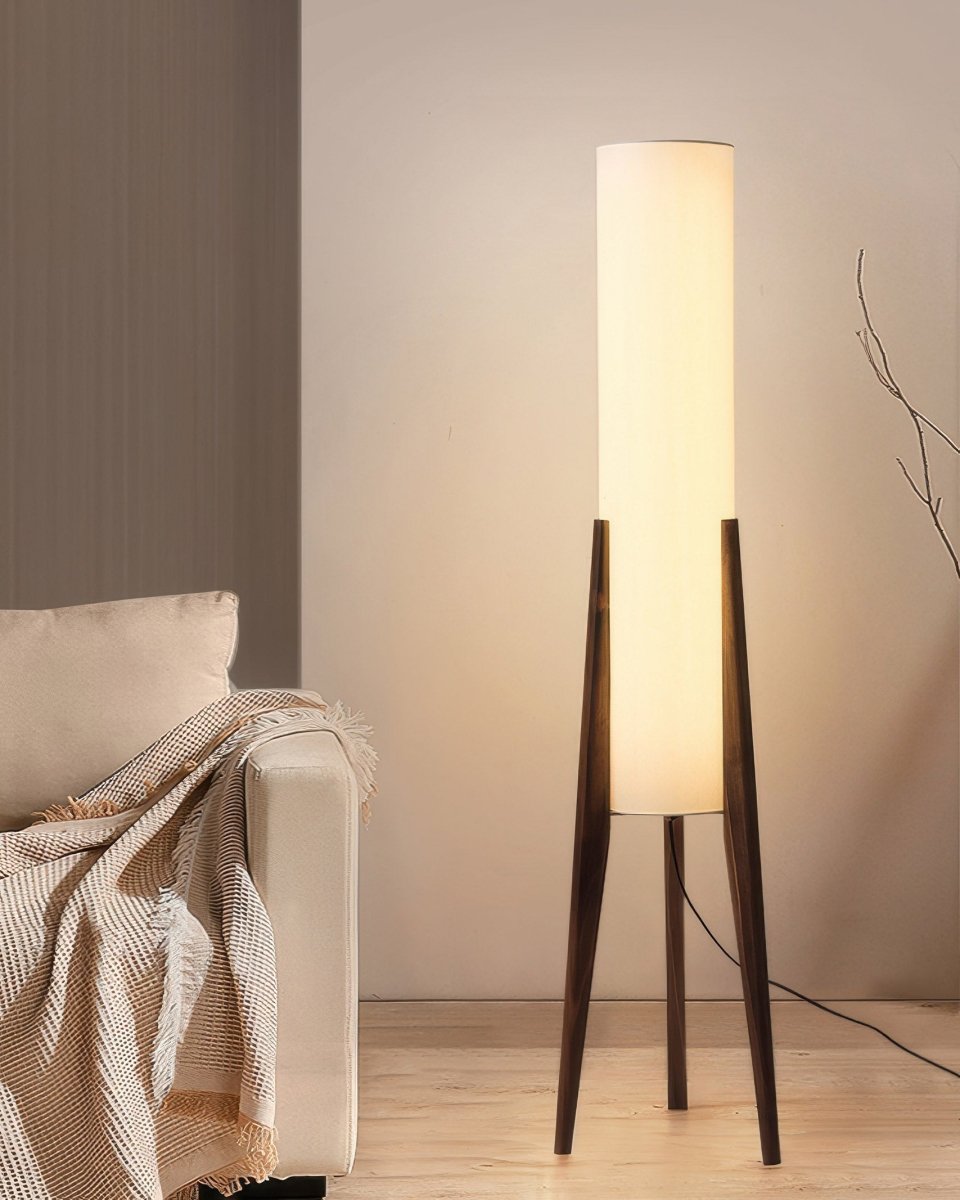 Walnoot Houten Vloerlamp – Luxe en Kunstzinnige Lamp van Massief Hout