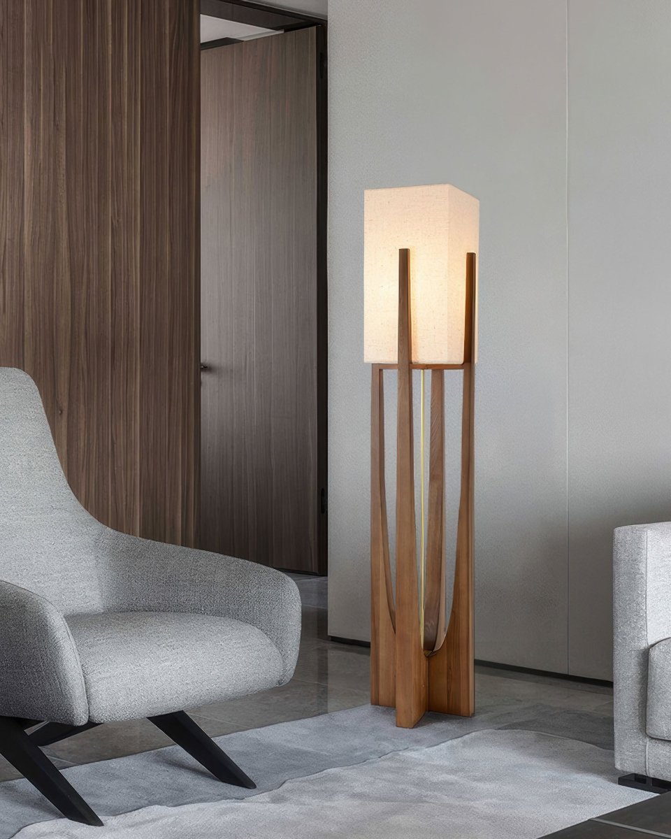 Walnoot Houten Staande Lamp - Japanse Minimalistische Vloerlamp voor Sfeerverlichting