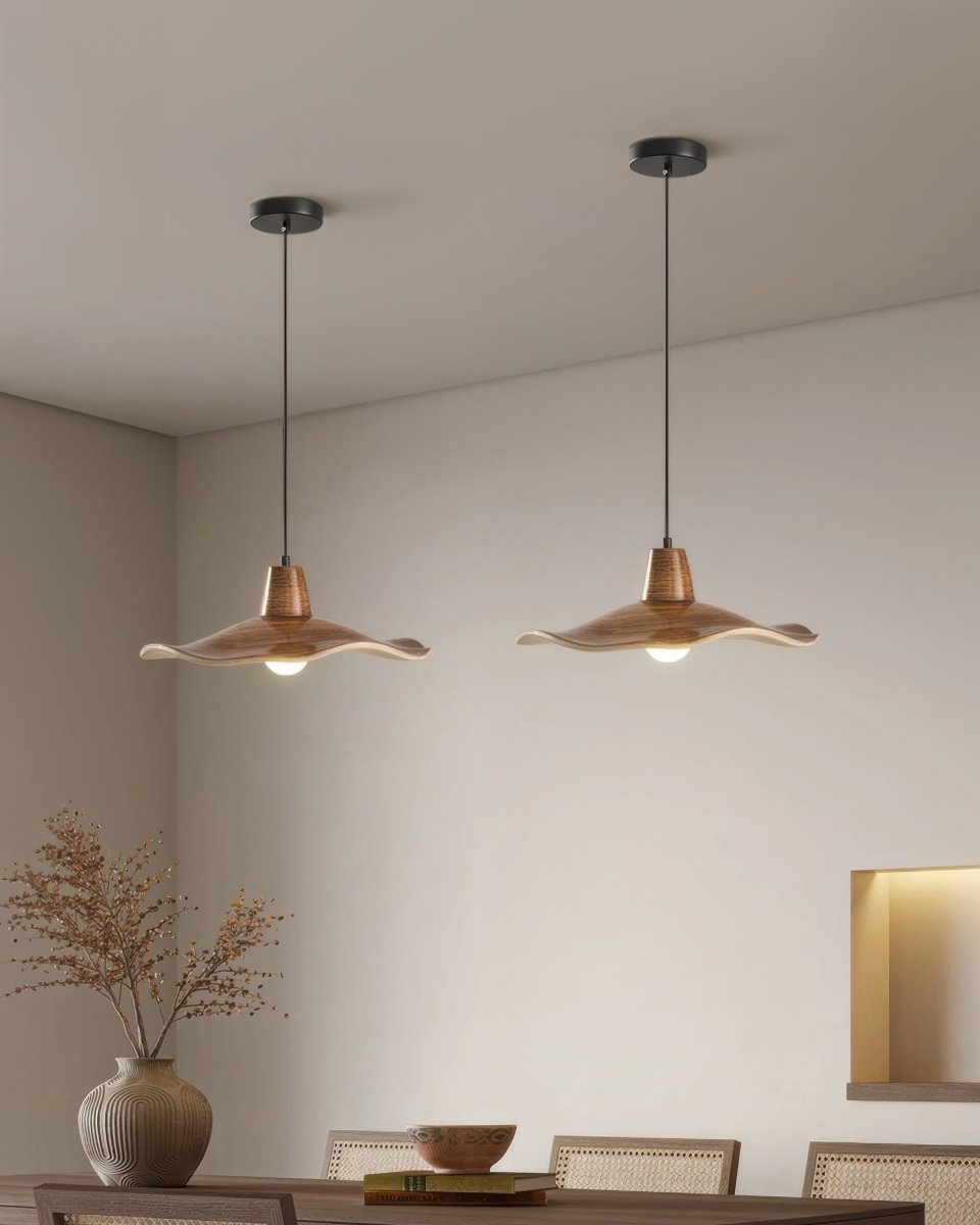 Lumira Wave Houten Hanglamp - Moderne Plafondlamp voor Woonkamer, Eetkamer en Keuken