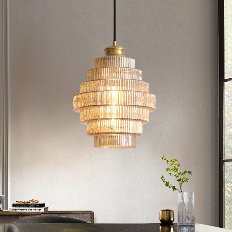 Glazen Hanglamp met Messing Afwerking - Luxe Gelaagde Hanglamp voor Woonkamer en Eetkamer