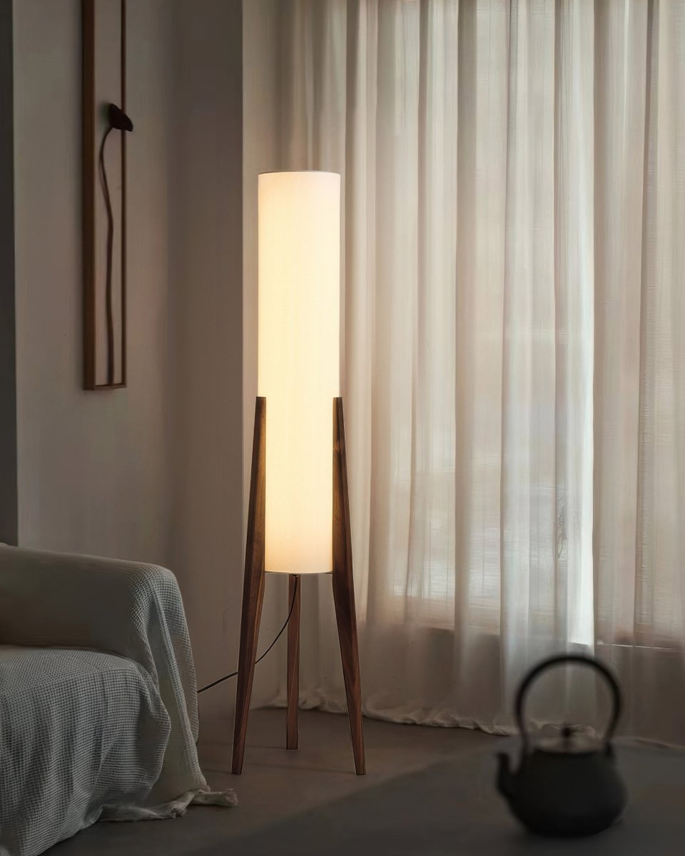 Walnoot Houten Vloerlamp – Luxe en Kunstzinnige Lamp van Massief Hout