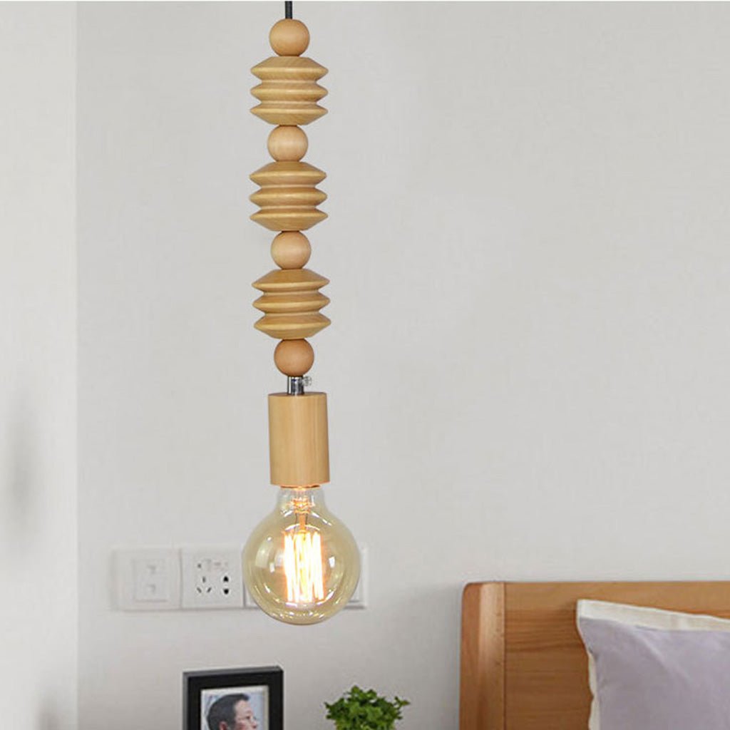 Naturia Houten Kralen Hanglamp - Creatieve Gourd Pendelarmatuur met Houten Kralen