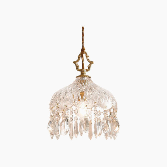 Lumina Franse Retro Hanglamp - Messing en Kristallen Pendelarmatuur