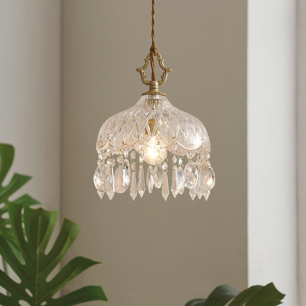 Lumina Franse Retro Hanglamp - Messing en Kristallen Pendelarmatuur