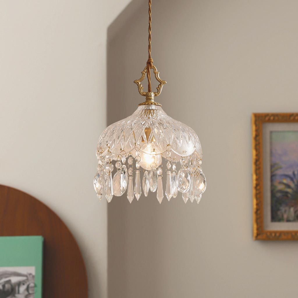 Lumina Franse Retro Hanglamp - Messing en Kristallen Pendelarmatuur