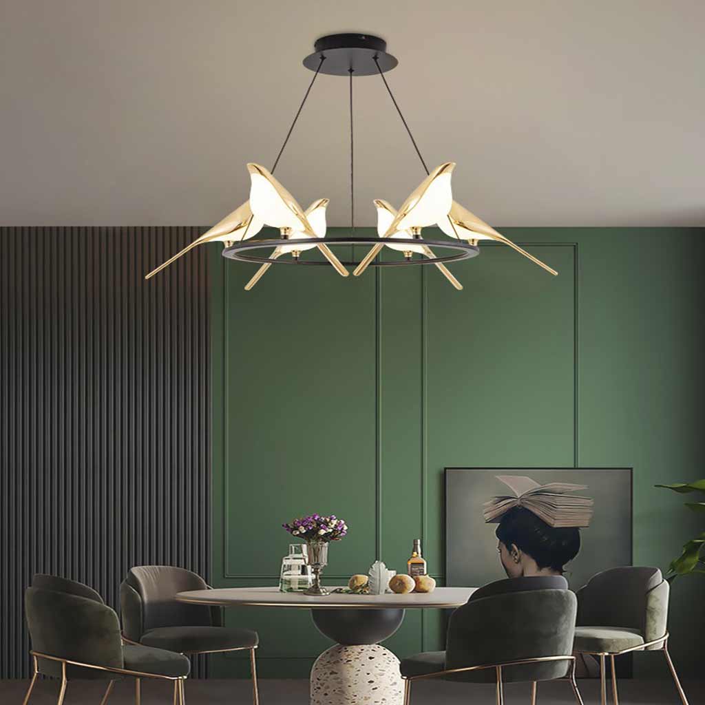 Avia Unieke Magpie LED Kroonluchter - Creatieve Pendelarmatuur met Vogel Design