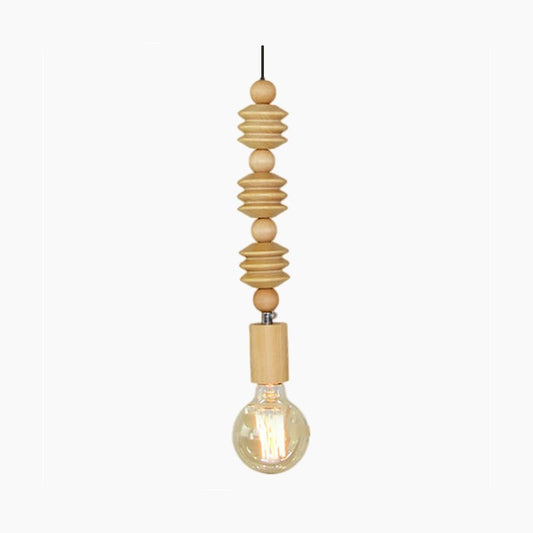 Naturia Houten Kralen Hanglamp - Creatieve Gourd Pendelarmatuur met Houten Kralen