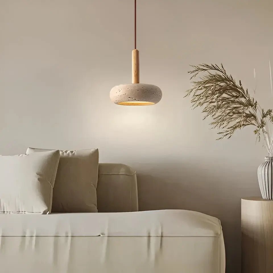 ZenGlow™ LED Wabi Sabi Plafondlamp | Rustgevende Japanse Stijl met Travertijn Steen