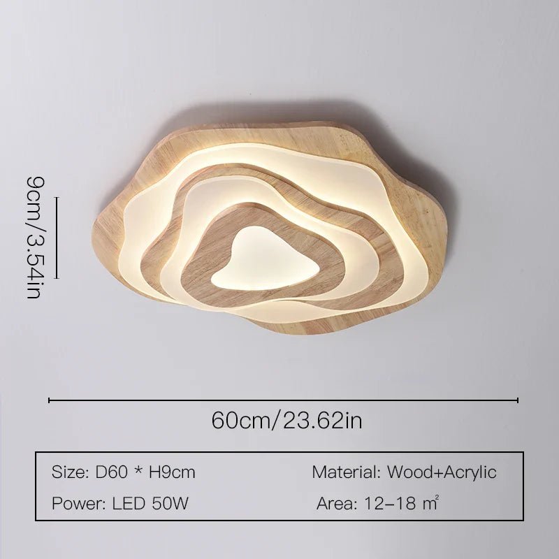 Moderne Houten LED Plafondlamp - Design Sfeerverlichting voor Woonkamer en Eetkamer