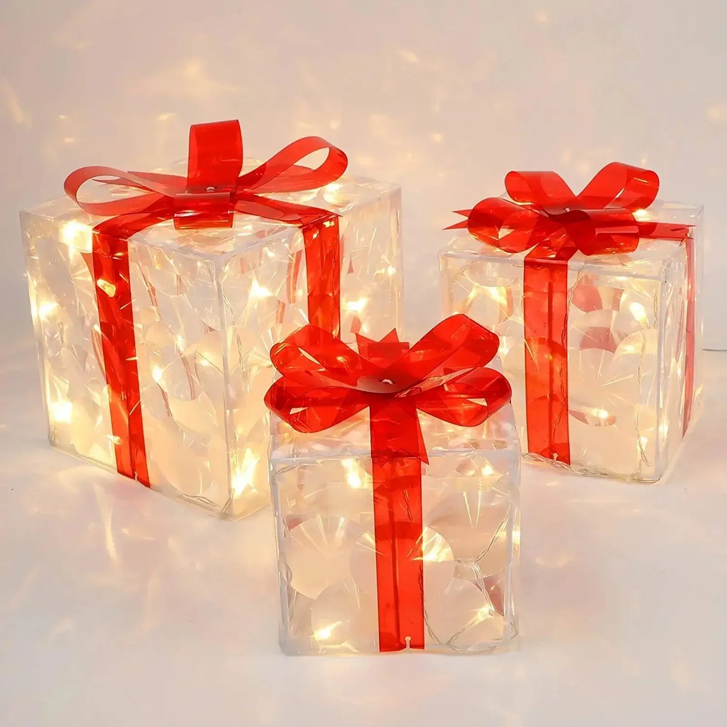 Verlichte Cadeaudoos Kerstornament | Sfeervolle Kerstdecoratie Met Strik