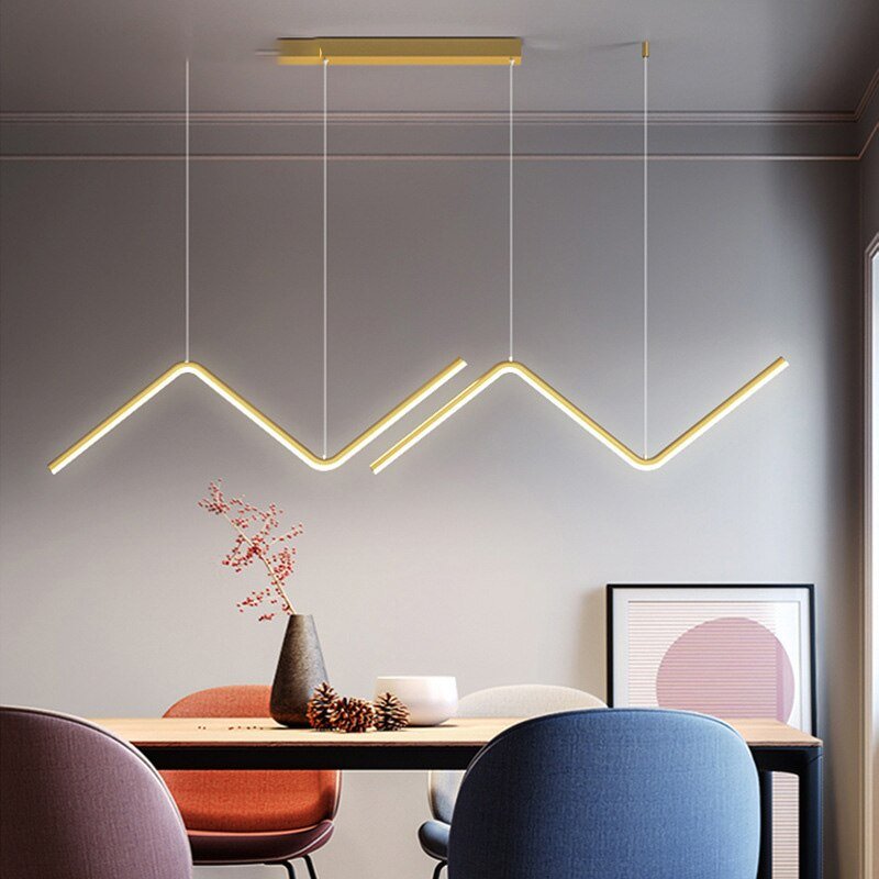 AuraLine Moderne LED Hanglamp – Unieke Gouden Tubulaire Plafondlamp voor Keuken en Woonkamer