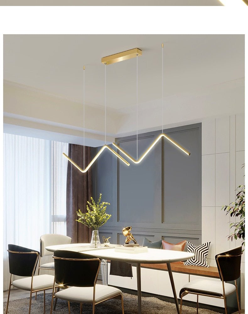 AuraLine Moderne LED Hanglamp – Unieke Gouden Tubulaire Plafondlamp voor Keuken en Woonkamer