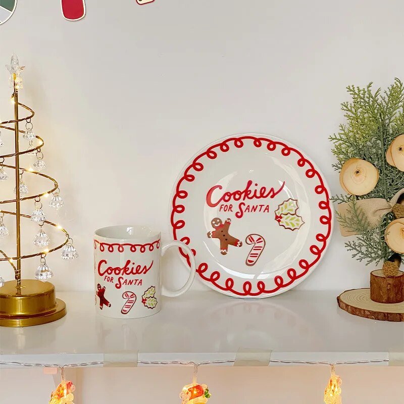 Kerst Bord "Cookies for Santa" - Decoratief Keramisch Servies voor de Feestdagen