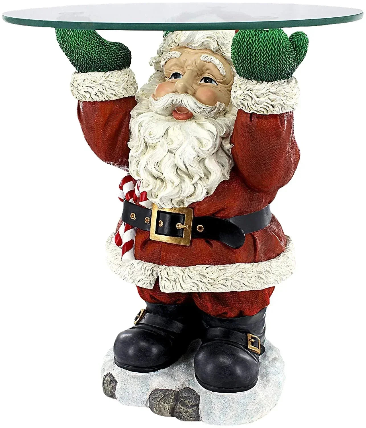 Kerstman Beeld met Snackhouder – Decoratief Santa Claus Standbeeld voor Snacks en Fruit