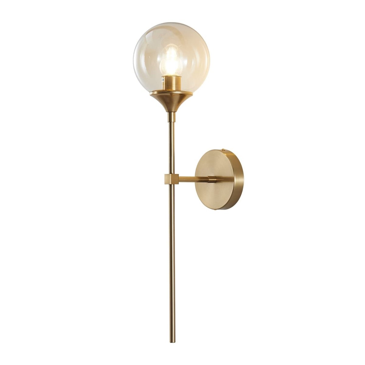 Mid-Century Messing Wandlamp - Vintage Gouden Muurlamp met Glazen Bol