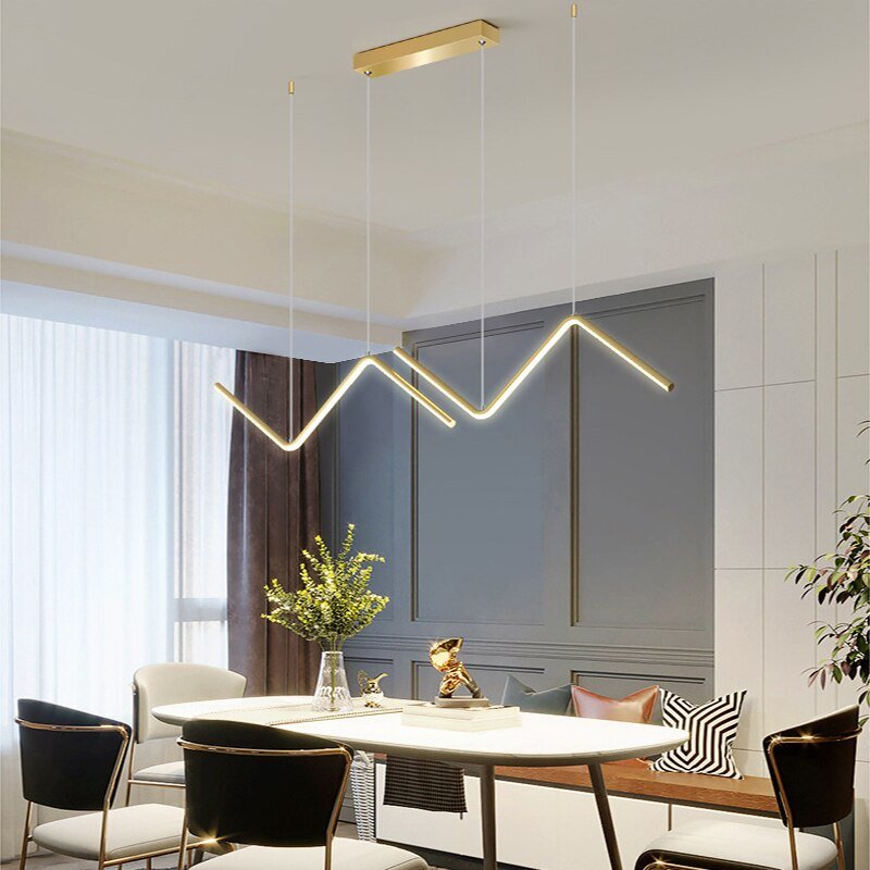 AuraLine Moderne LED Hanglamp – Unieke Gouden Tubulaire Plafondlamp voor Keuken en Woonkamer