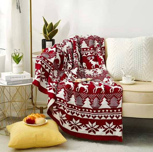 Nordy™ Gebreide Kerstdeken – Warm en Gezellig Plaid met Nordisch Design