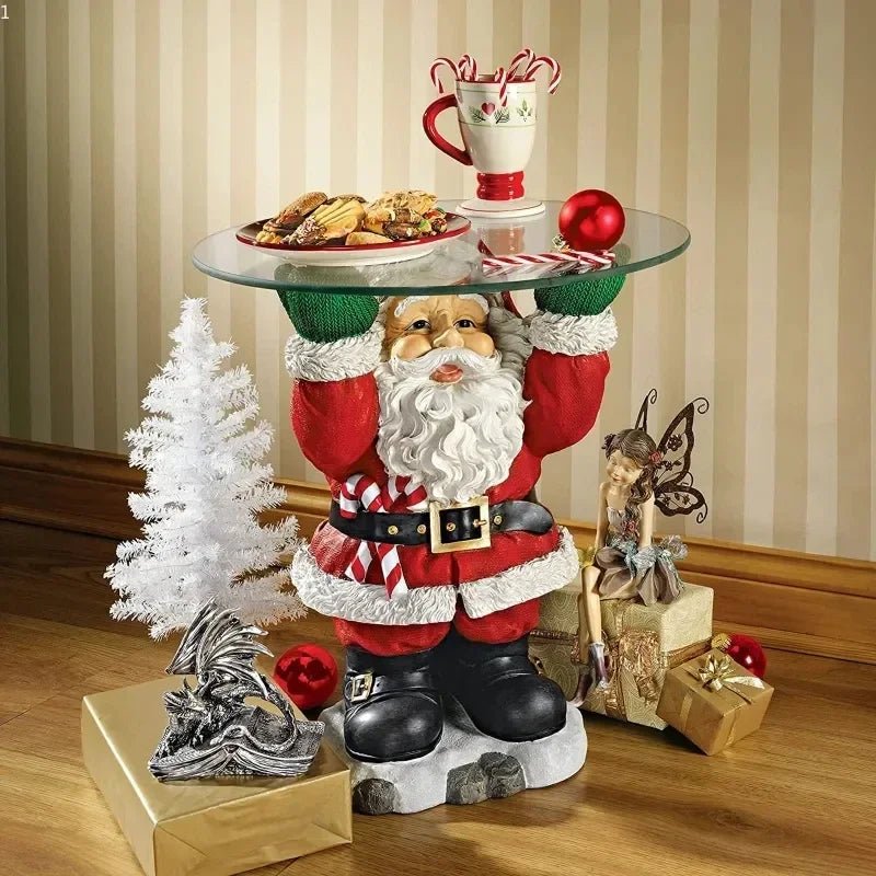 Kerstman Beeld met Snackhouder – Decoratief Santa Claus Standbeeld voor Snacks en Fruit