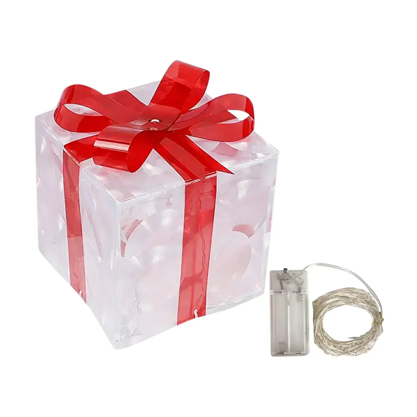 Verlichte Cadeaudoos Kerstornament | Sfeervolle Kerstdecoratie Met Strik