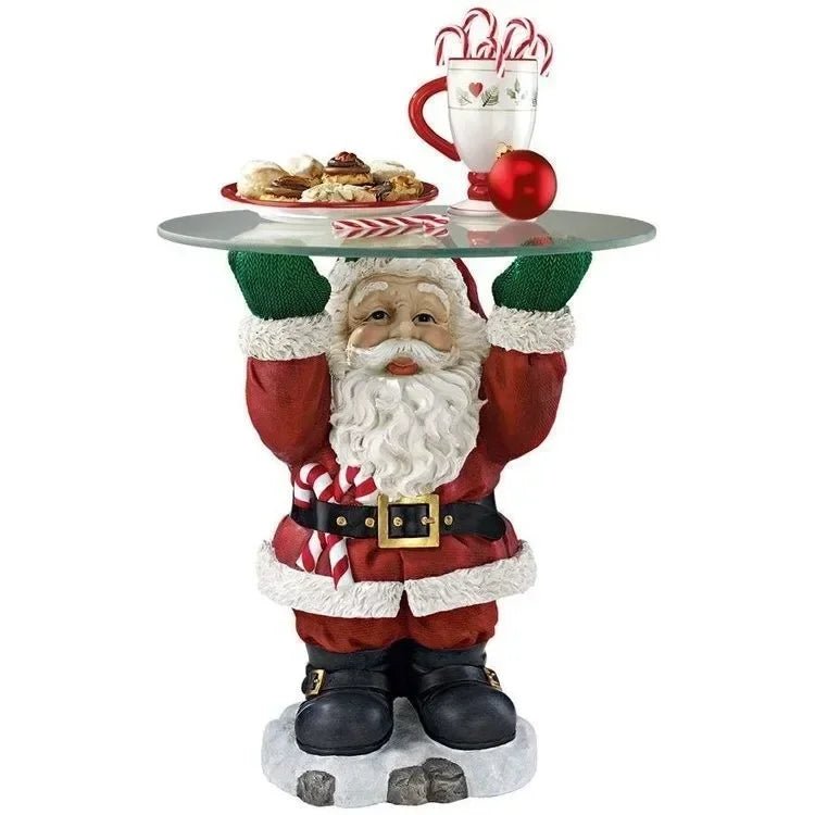 Kerstman Beeld met Snackhouder – Decoratief Santa Claus Standbeeld voor Snacks en Fruit