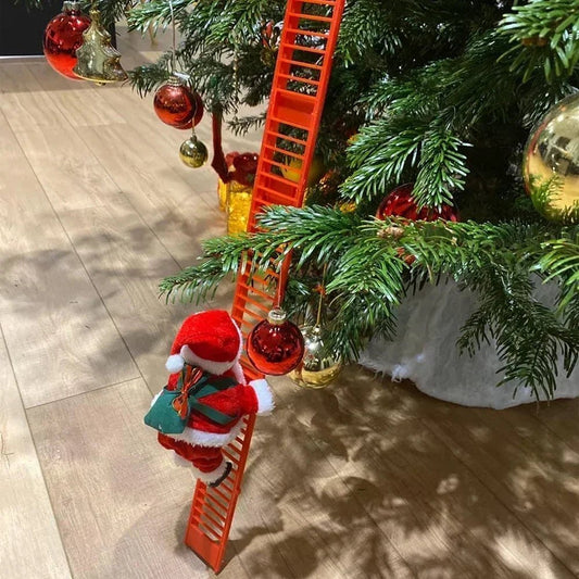 Muzikale Klimmende Kerstman | Decoratieve Kerstman Op Ladder Met Muziek