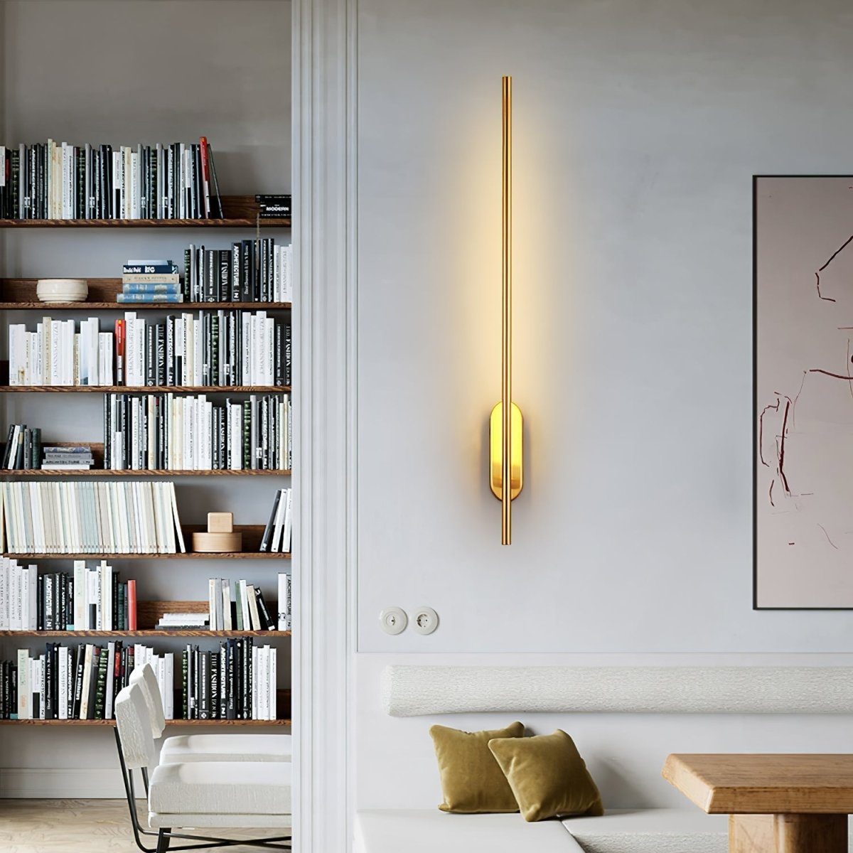 Minimalistische Goudkleurige Wandlamp - Verticale LED Sfeerverlichting voor Woonkamer en Hal