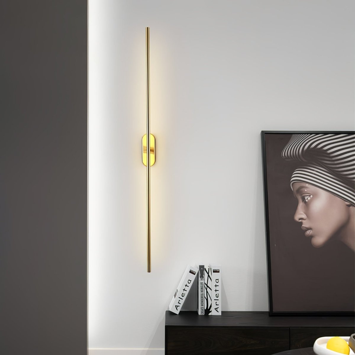 Minimalistische Goudkleurige Wandlamp - Verticale LED Sfeerverlichting voor Woonkamer en Hal