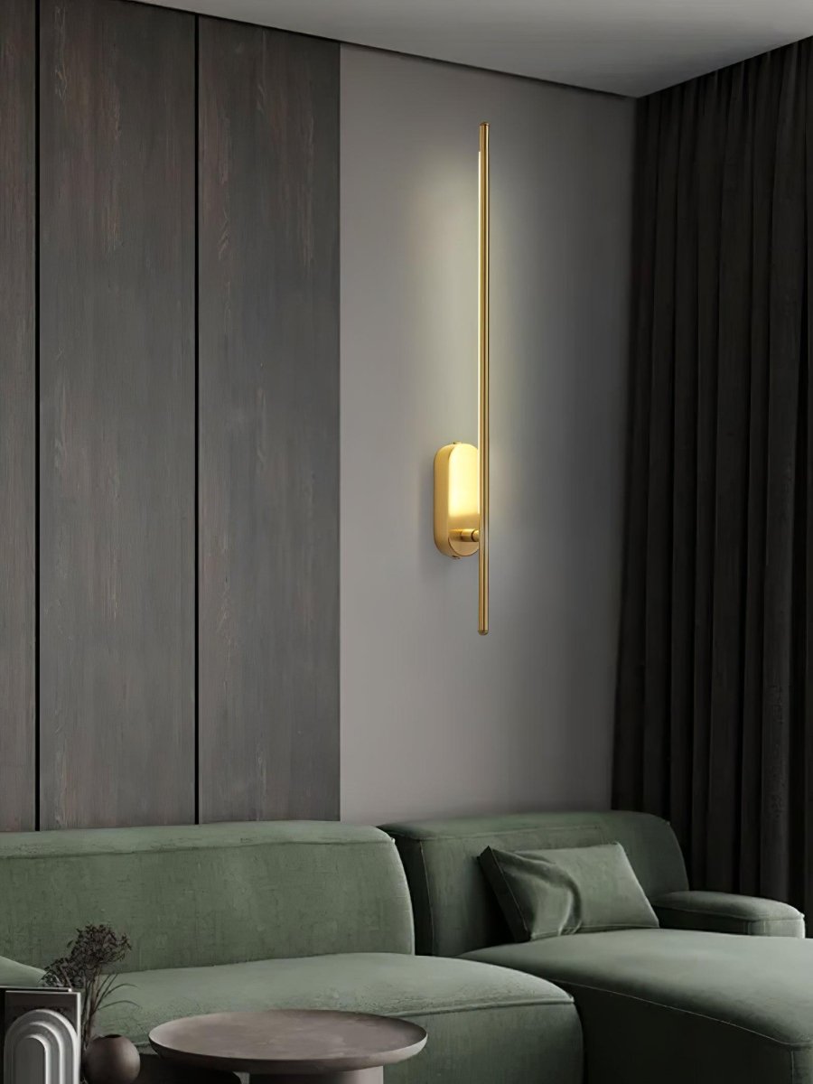 Minimalistische Goudkleurige Wandlamp - Verticale LED Sfeerverlichting voor Woonkamer en Hal