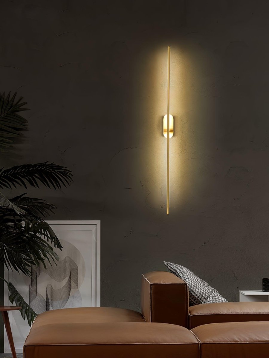 Minimalistische Goudkleurige Wandlamp - Verticale LED Sfeerverlichting voor Woonkamer en Hal