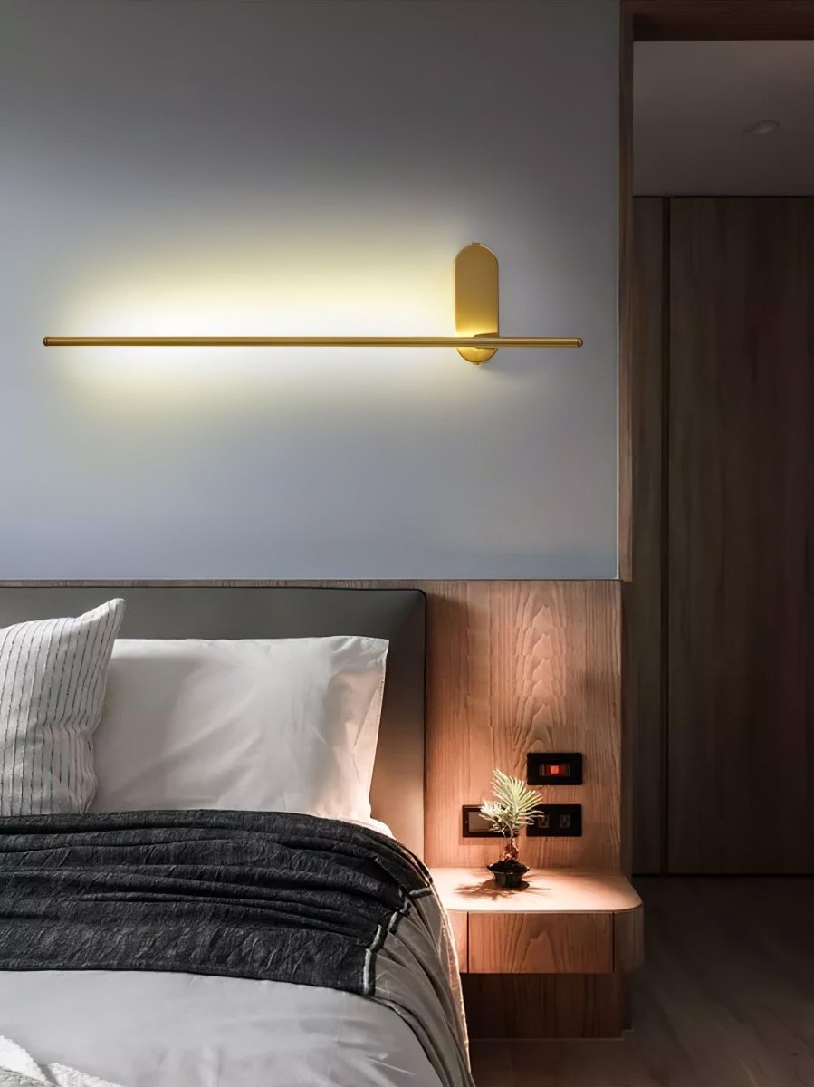 Minimalistische Goudkleurige Wandlamp - Verticale LED Sfeerverlichting voor Woonkamer en Hal