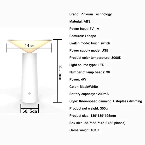 Draadloze Tafellamp met Afstandsbediening - Oplaadbare LED Sfeerlamp