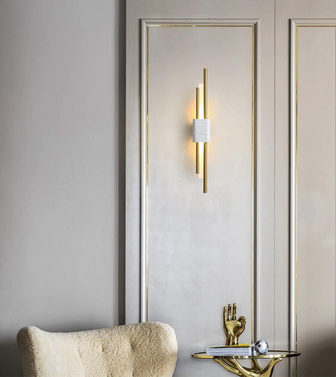 Moderne Wandlamp Met Marmer En Goud - Luxe Sfeerverlichting Voor Woonkamer en Hal