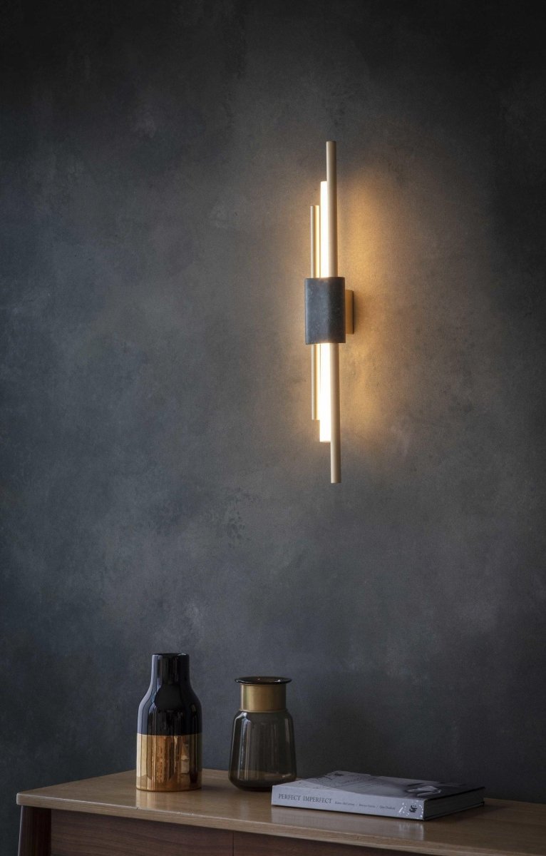 Moderne Wandlamp Met Marmer En Goud - Luxe Sfeerverlichting Voor Woonkamer en Hal