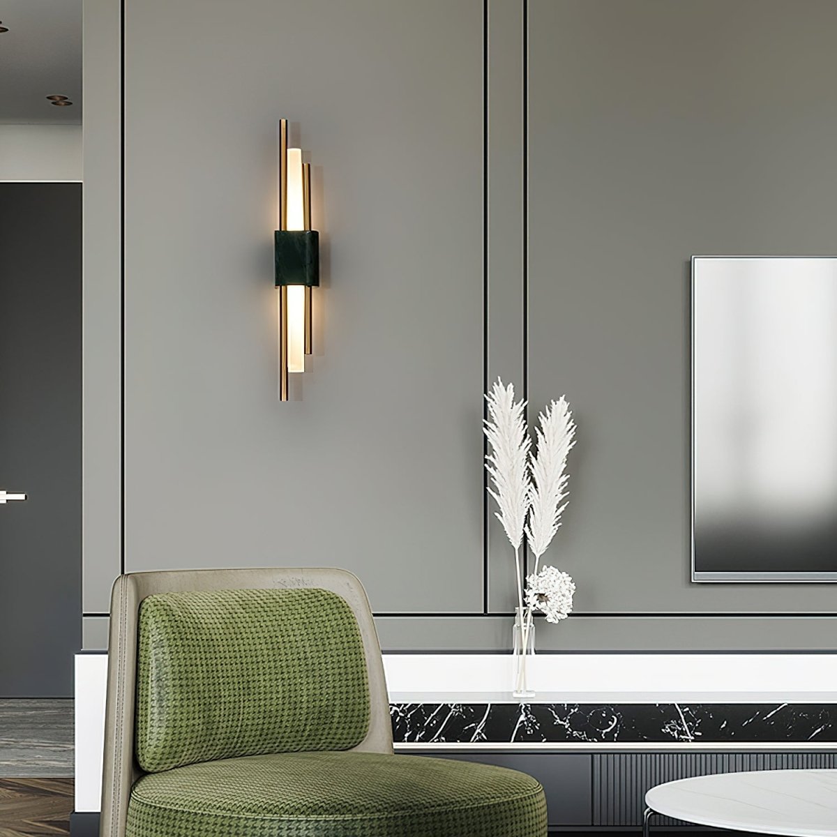 Moderne Wandlamp Met Marmer En Goud - Luxe Sfeerverlichting Voor Woonkamer en Hal