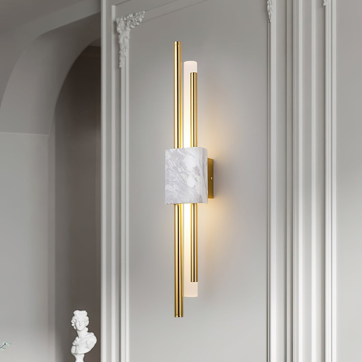 Moderne Wandlamp Met Marmer En Goud - Luxe Sfeerverlichting Voor Woonkamer en Hal