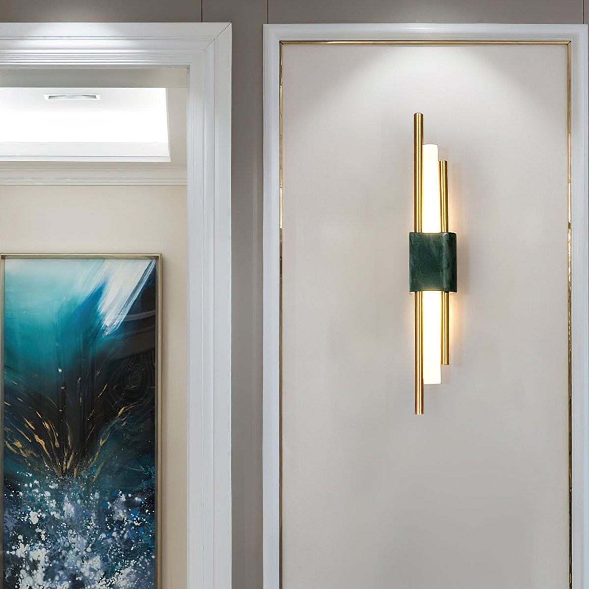 Moderne Wandlamp Met Marmer En Goud - Luxe Sfeerverlichting Voor Woonkamer en Hal