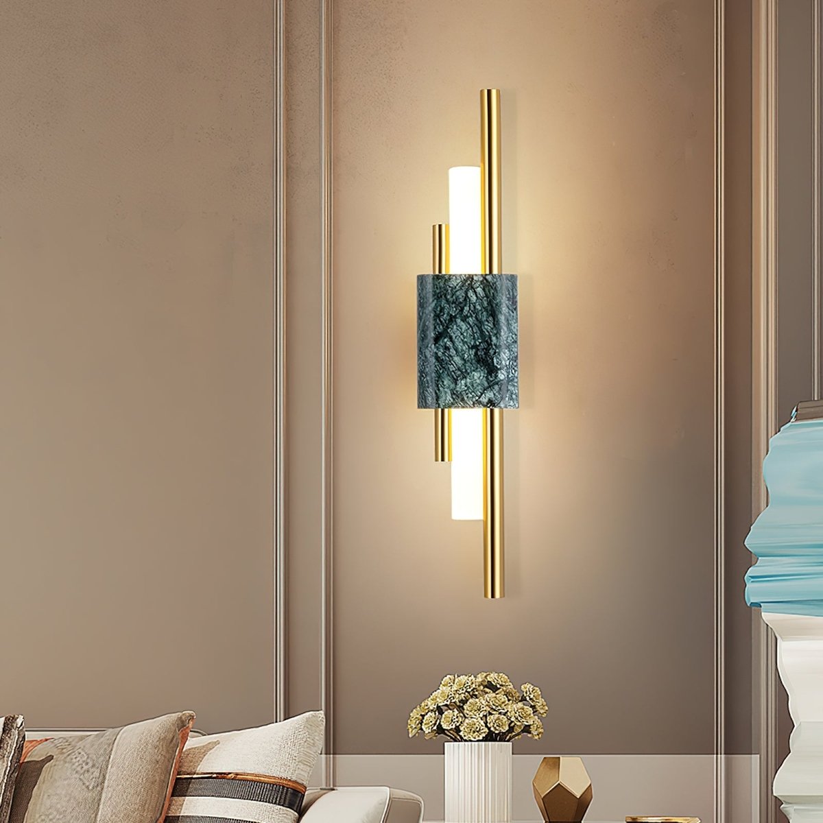 Moderne Wandlamp Met Marmer En Goud - Luxe Sfeerverlichting Voor Woonkamer en Hal