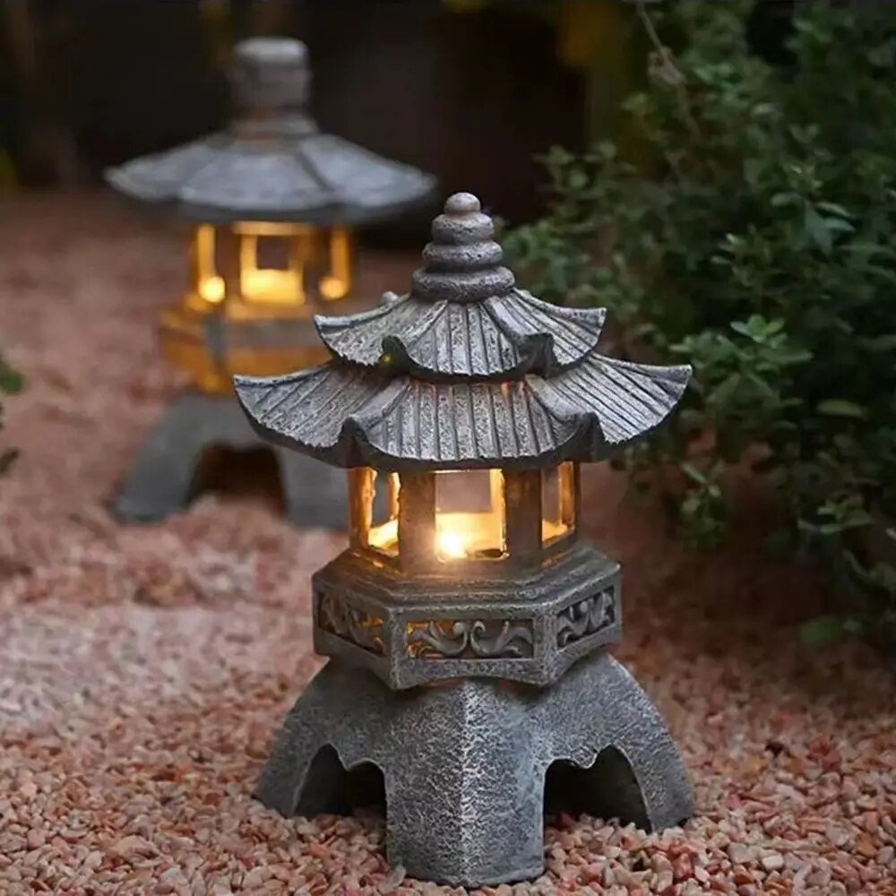 ZenGlow - Solar Tuinlamp Pagode Beeldje voor Buiten