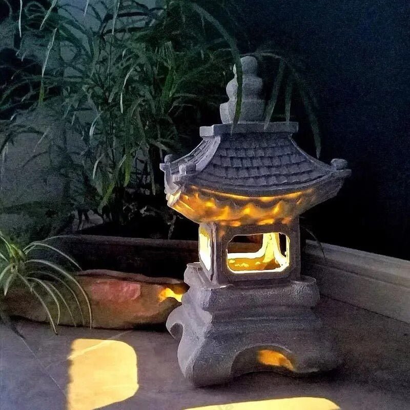 ZenGlow - Solar Tuinlamp Pagode Beeldje voor Buiten