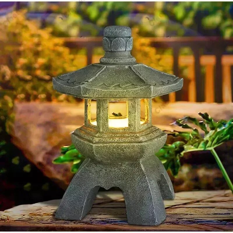 ZenGlow - Solar Tuinlamp Pagode Beeldje voor Buiten