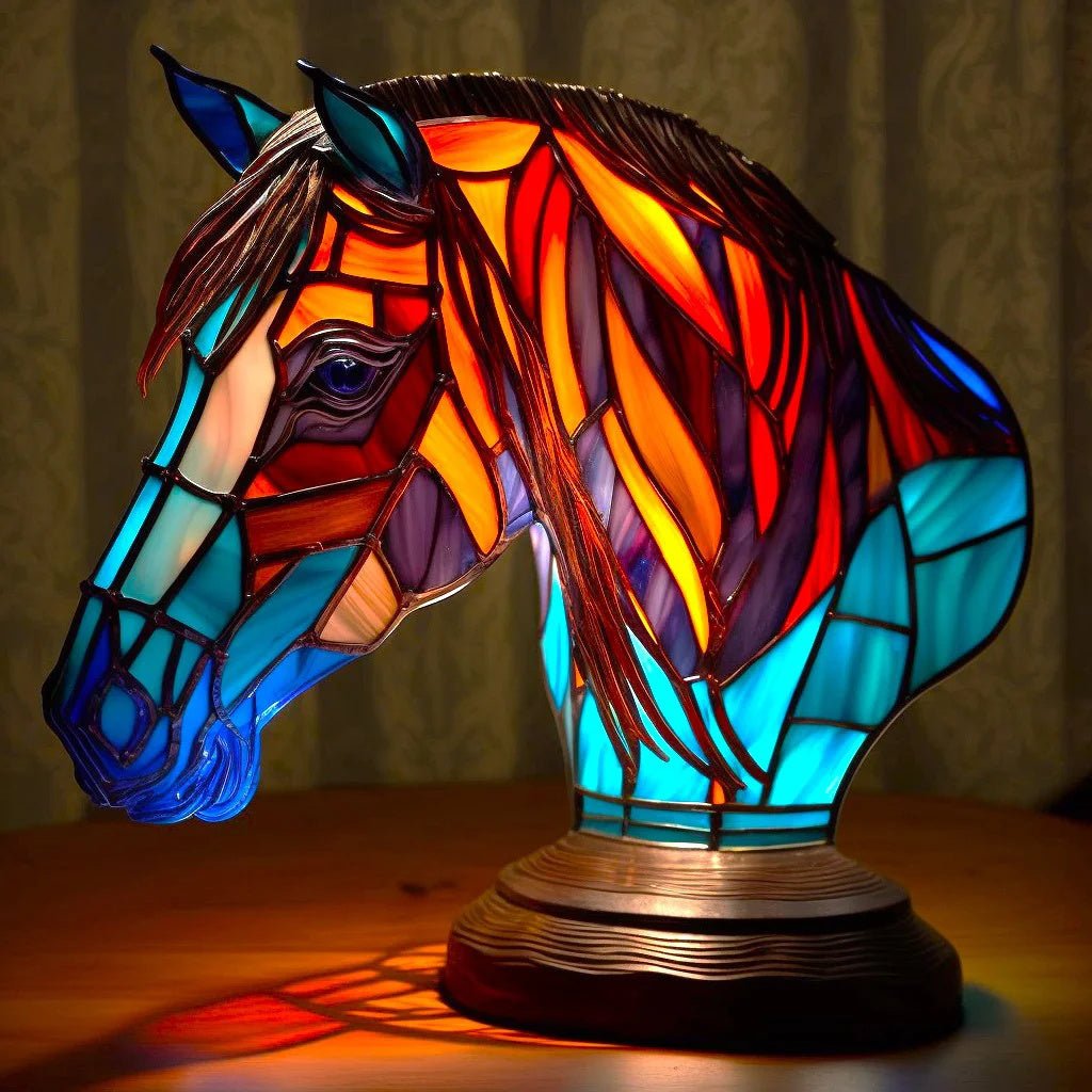 Elleph™ Kunst Tafellamp - Unieke Dierenlamp in Glas-in-Loodstijl