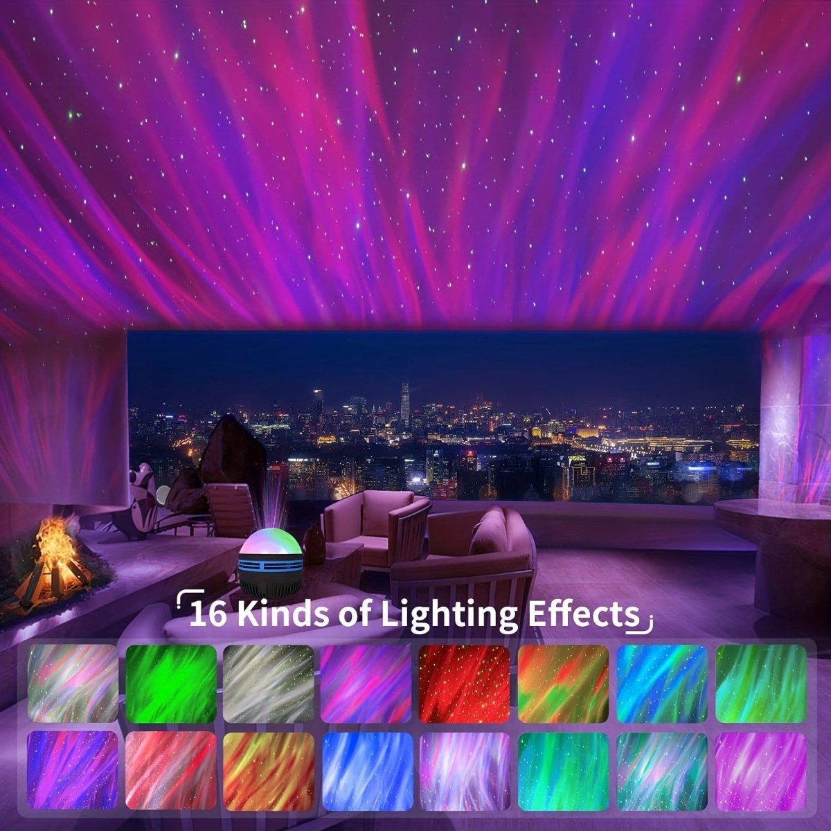 AuroraGlow™ LED Projector Lamp – Sterrenhemel & Noorderlicht Effect – Perfecte Sfeer voor Slaapkamers