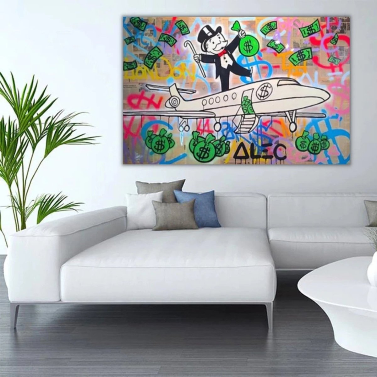 Monopoly Graffiti Canvas Kunst | Moderne Woonkamer Decoratie met Luxe Thema