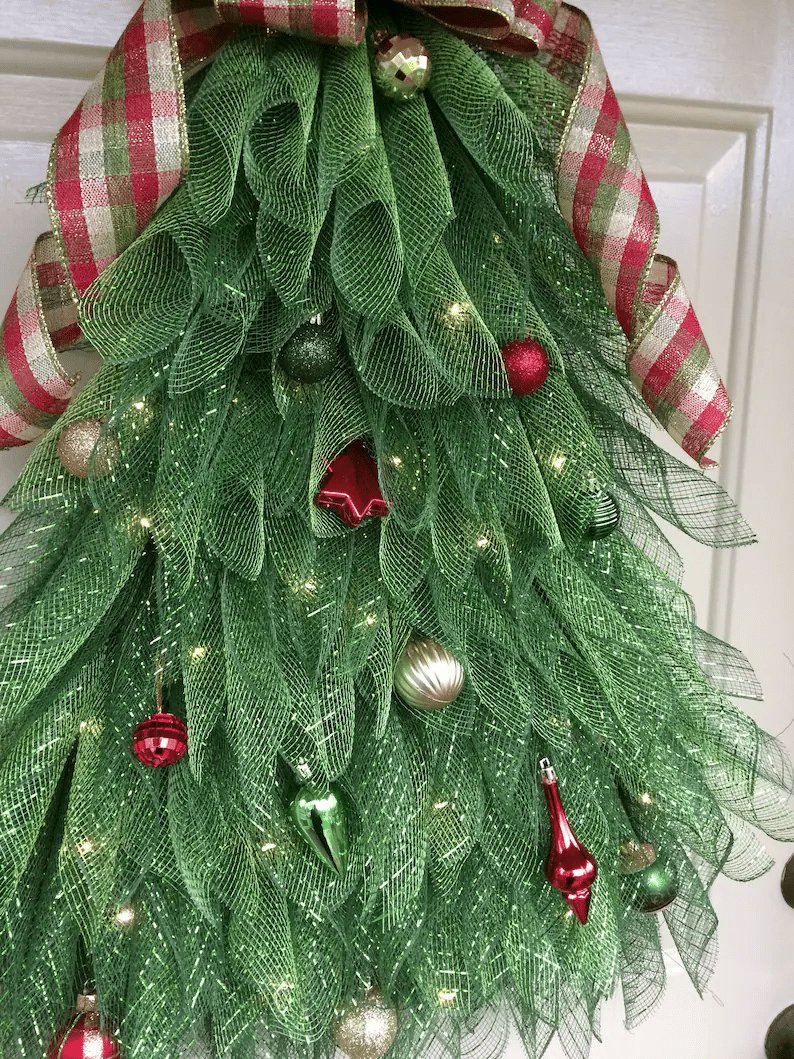 Kerstboom Deurkrans - Groene Decoratieve Krans voor Binnen en Buiten