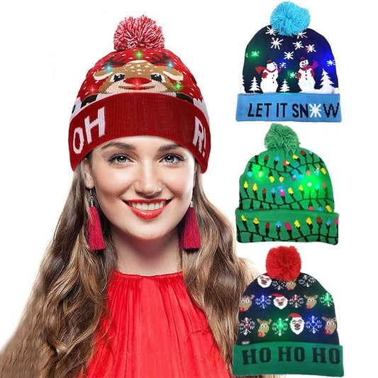 Gebreide Kerstmis Muts - Beanie met LED Lichtjes