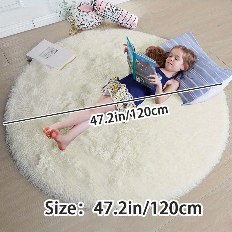 RoundSoft™ Fluffy Rond Vloerkleed – Zacht, Antislip & Wasbaar – Perfect voor Kinderkamer & Woonkamer