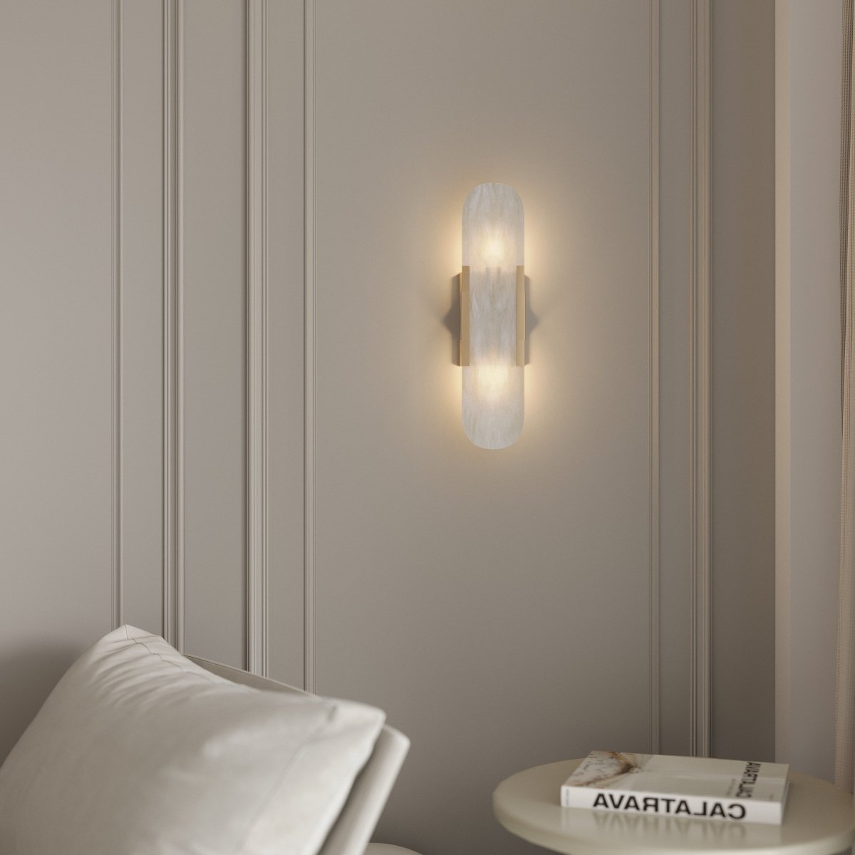 Moderne Wandlamp met Marmeren Kap – LED Muurlamp voor Slaapkamer en Woonkamer