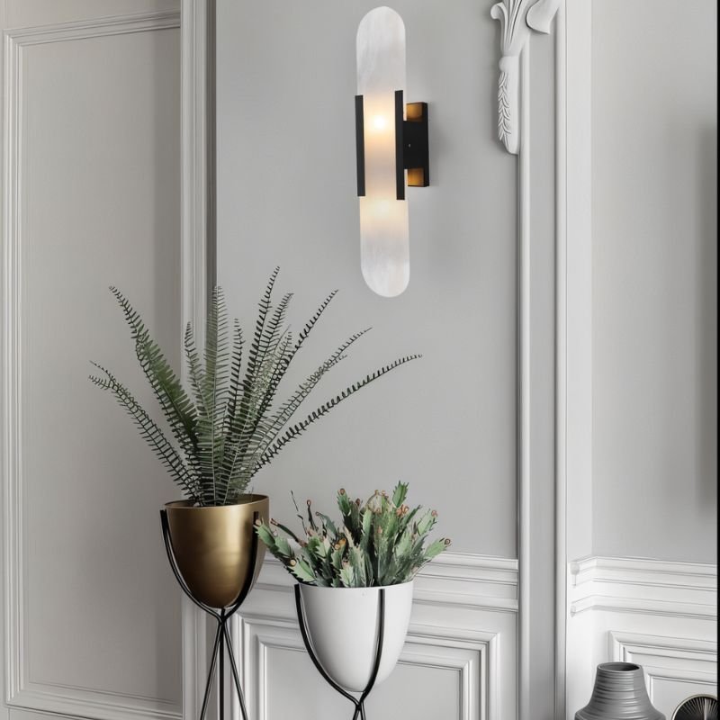 Moderne Wandlamp met Marmeren Kap – LED Muurlamp voor Slaapkamer en Woonkamer