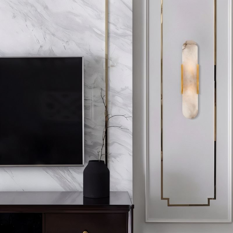 Moderne Wandlamp met Marmeren Kap – LED Muurlamp voor Slaapkamer en Woonkamer